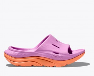 Kids' HOKA Ora Recovery 3 Slides Pink / Orange | 697-XONQJD