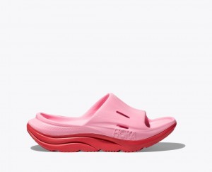 Kids' HOKA Ora Recovery 3 Slides Pink / Red | 865-EYZDCV