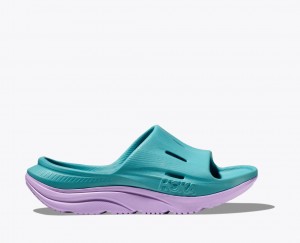 Kids' HOKA Ora Recovery 3 Slides Turquoise / Light Purple | 467-SJHQMN