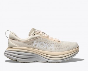 Men's HOKA Bondi 8 Running Shoes Beige / Grey | 457-IBEGDR