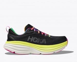 Men's HOKA Bondi 8 Running Shoes Black / Multicolor | 572-ZDNVWM