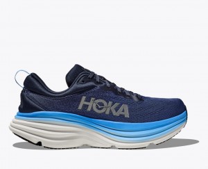 Men's HOKA Bondi 8 Running Shoes Dark Blue / Blue | 563-HDPKGT