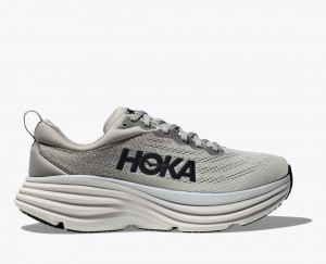 Men's HOKA Bondi 8 Running Shoes Grey | 351-WRTUZB