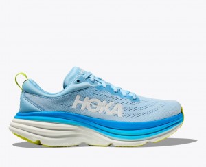 Men's HOKA Bondi 8 Running Shoes Light Blue | 425-GFBRMW