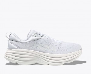 Men's HOKA Bondi 8 Running Shoes White | 830-IKWEJC