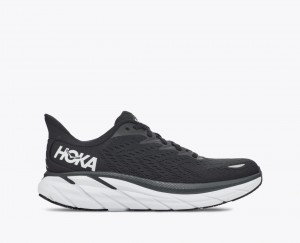 Men's HOKA Clifton 8 Running Shoes Black / White | 342-SYMCDT