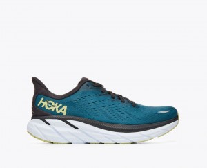 Men's HOKA Clifton 8 Running Shoes Dark Turquoise / Black | 864-OAEBWD