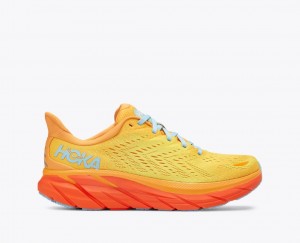 Men's HOKA Clifton 8 Running Shoes Orange / Yellow | 704-BPIQGY