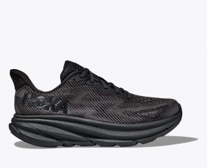 Men's HOKA Clifton 9 Running Shoes Black | 453-KPAWHR