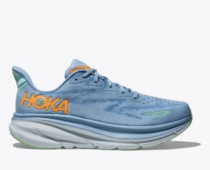 Men's HOKA Clifton 9 Running Shoes Blue | 186-QBLZYM