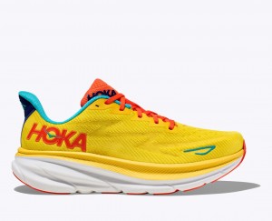 Men's HOKA Clifton 9 Running Shoes Yellow | 359-KWNFJI