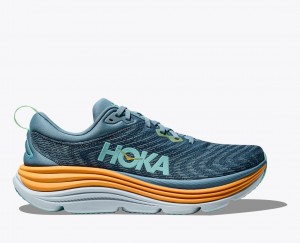 Men's HOKA Gaviota 5 Running Shoes Blue / Orange | 739-DXEIWJ