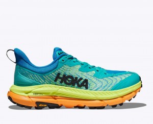 Men's HOKA Mafate Speed 4 Trail Running Shoes Turquoise / Green / Orange | 098-INSOJW