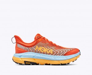 Men's HOKA Mafate Speed 4 Trail Running Shoes Coral / Light Blue / Orange | 178-QFLGUS