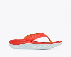 Men's HOKA ORA Recovery Flip Flops Dark Coral | 164-FJWDZB