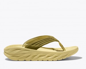 Men's HOKA ORA Recovery Flip Flops Khaki | 529-YFULNH