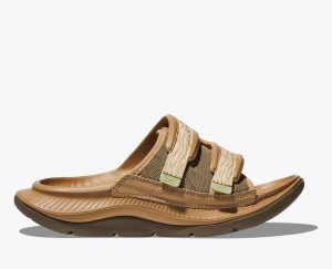 Men's HOKA Ora Luxe Slide Brown | 785-PRTNUO