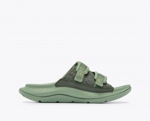 Men's HOKA Ora Luxe Slide Green | 490-YEJOUQ