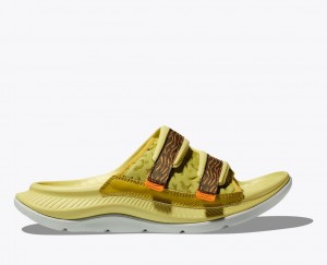 Men's HOKA Ora Luxe Slide Khaki / Brown | 973-JKVHOZ