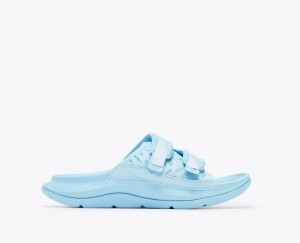 Men's HOKA Ora Luxe Slide Light Blue | 371-GVENOP