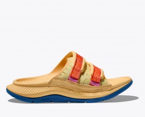 Men's HOKA Ora Luxe Slide Light Orange | 147-QVBITZ