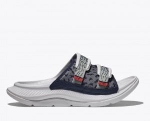 Men's HOKA Ora Luxe Slide White / Grey | 298-ZMRFJV