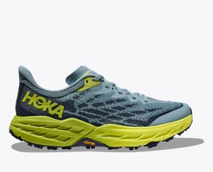 Men's HOKA Speedgoat 5 Trail Running Shoes Blue / Green / Black | 832-ZIPCVK