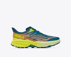 Men's HOKA Speedgoat 5 Trail Running Shoes Dark Green / Orange | 639-WORULV