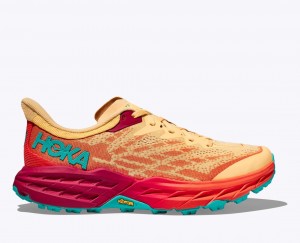 Men's HOKA Speedgoat 5 Trail Running Shoes Light Orange / Red | 179-LJCAPV