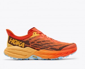 Men's HOKA Speedgoat 5 Trail Running Shoes Orange / Dark Brown | 367-TZOUXM