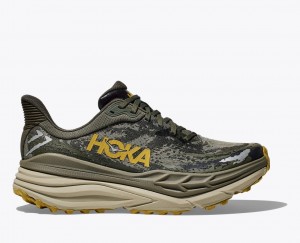 Men's HOKA Stinson 7 Trail Running Shoes Olive / Black | 561-CZJBYL