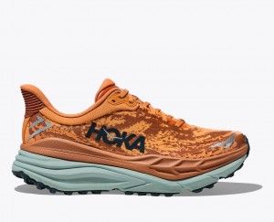 Men's HOKA Stinson 7 Trail Running Shoes Orange / Brown | 489-TSBANX