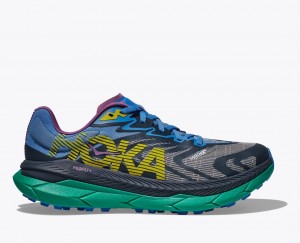 Men's HOKA Tecton X 2 Trail Running Shoes Black / Grey / Blue | 190-DAZUQW