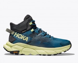 Men's HOKA Trail Code GTX Hiking Boots Blue / Black / Light Green | 014-OFSDPY