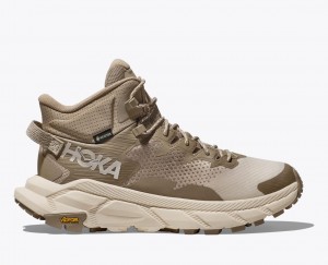 Men's HOKA Trail Code GTX Hiking Boots Khaki / Beige | 593-HLFSNG