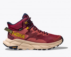 Men's HOKA Trail Code GTX Hiking Boots Red Brown | 271-RKNUZM