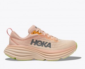 Women's HOKA Bondi 8 Running Shoes Beige | 497-TDNPHC