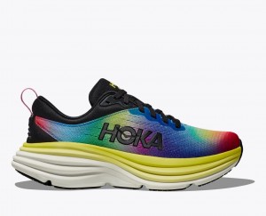 Women's HOKA Bondi 8 Running Shoes Black / Multicolor | 294-LVDXGP