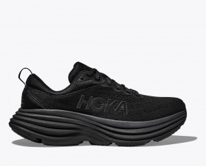 Women's HOKA Bondi 8 Running Shoes Black | 640-IUQPAH