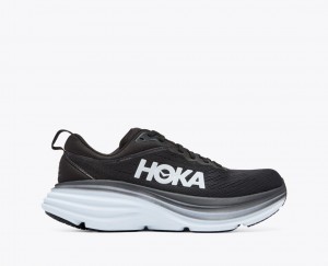 Women's HOKA Bondi 8 Running Shoes Black / White | 803-ZNBGWR