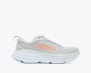 Women's HOKA Bondi 8 Running Shoes Grey | 603-UZWQAV