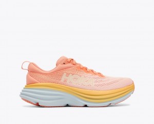 Women's HOKA Bondi 8 Running Shoes Light Coral | 358-XZGHFB