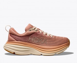 Women's HOKA Bondi 8 Running Shoes Rose Gold | 065-FARZNK