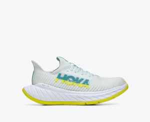 Women's HOKA Carbon X 3 Running Shoes White / Green | 518-GZOCIW