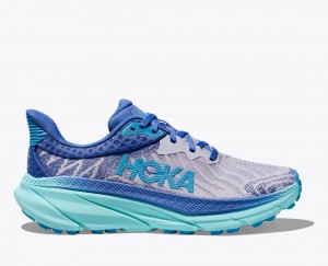 Women's HOKA Challenger 7 Trail Running Shoes Blue / Grey | 127-HJQXFZ