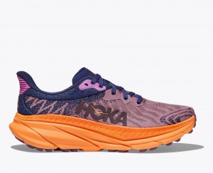 Women's HOKA Challenger 7 Trail Running Shoes Light Purple / Navy | 382-AYVOMC