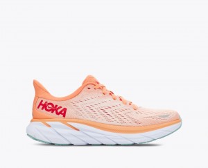 Women's HOKA Clifton 8 Running Shoes Coral | 317-RLDYSG