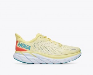 Women's HOKA Clifton 8 Running Shoes Light Yellow | 548-JUSXVK