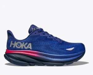 Women's HOKA Clifton 9 GTX Running Shoes Blue | 164-PSJHFK