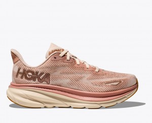 Women's HOKA Clifton 9 Running Shoes Beige | 046-BFLGXS